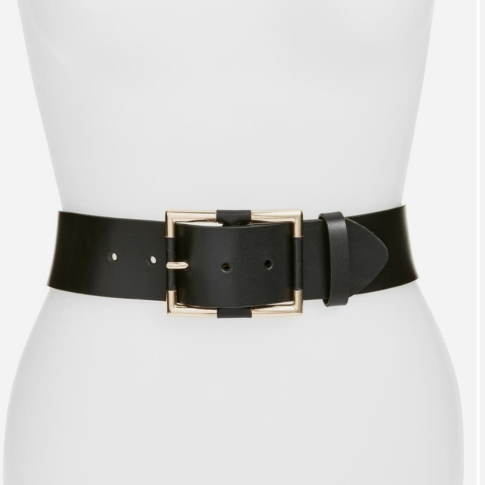 Nordstrom Wide Buckle Belt - Leather+Stretch